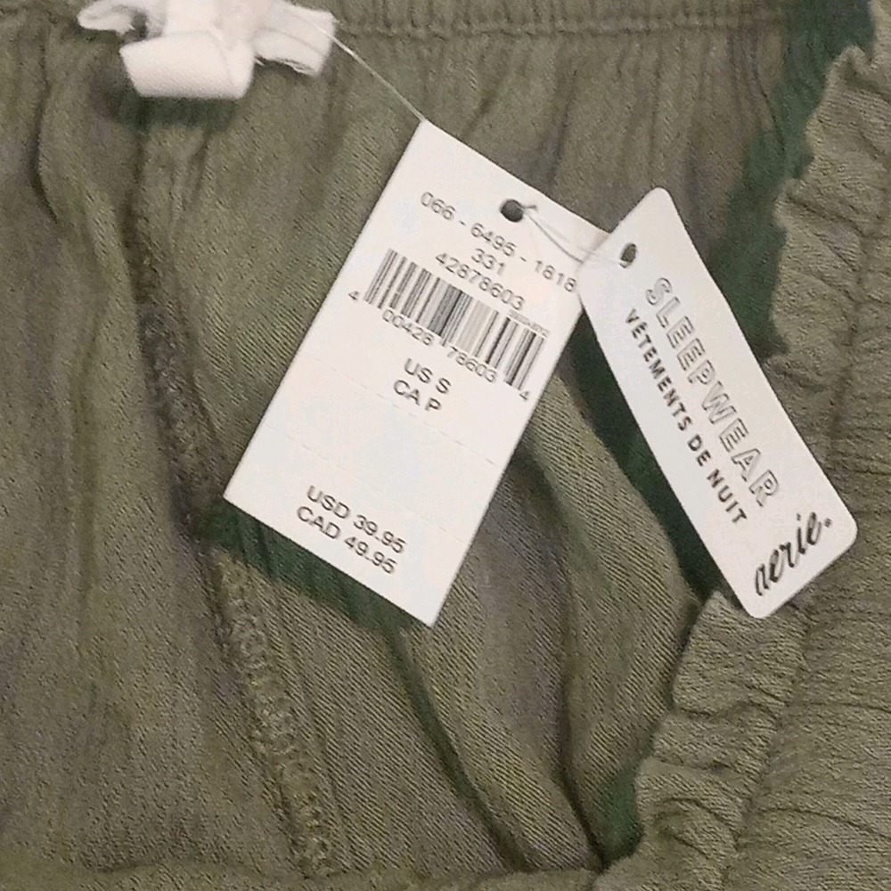 Women's Olive Green Lace Hem Shorts Size Small Elastic Waist Drawstring - Picture 6 of 9